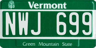 VT license plate NWJ699