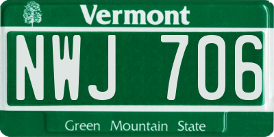 VT license plate NWJ706