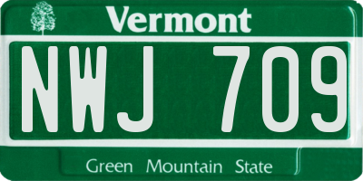 VT license plate NWJ709