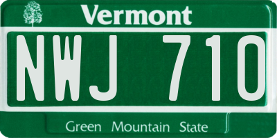 VT license plate NWJ710
