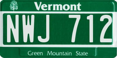 VT license plate NWJ712