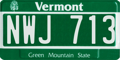 VT license plate NWJ713