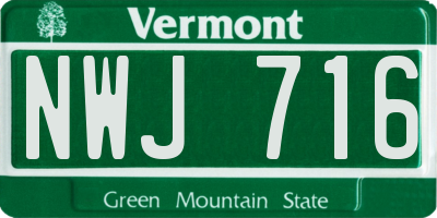 VT license plate NWJ716