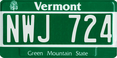 VT license plate NWJ724