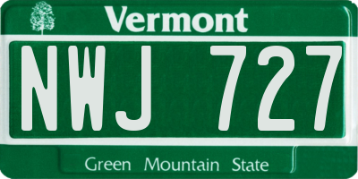 VT license plate NWJ727