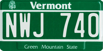 VT license plate NWJ740