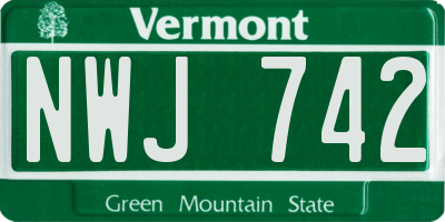 VT license plate NWJ742