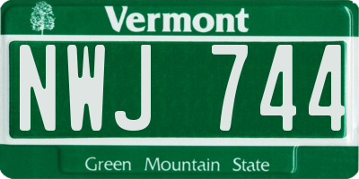 VT license plate NWJ744