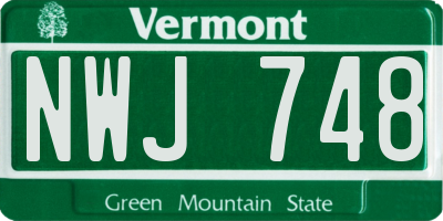 VT license plate NWJ748