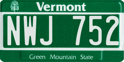 VT license plate NWJ752