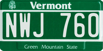 VT license plate NWJ760