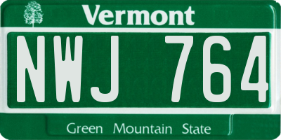 VT license plate NWJ764