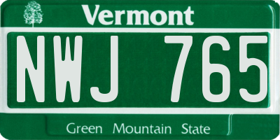 VT license plate NWJ765