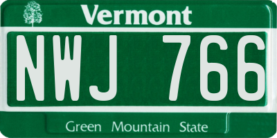 VT license plate NWJ766