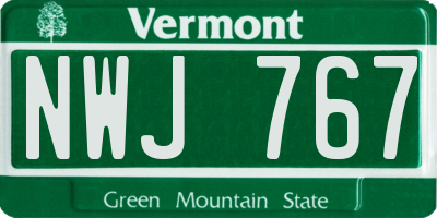VT license plate NWJ767