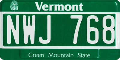 VT license plate NWJ768