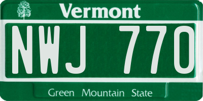 VT license plate NWJ770