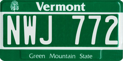 VT license plate NWJ772