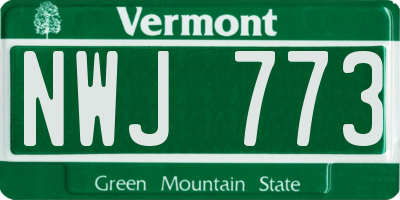 VT license plate NWJ773