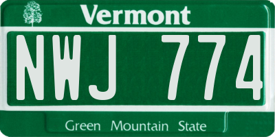 VT license plate NWJ774