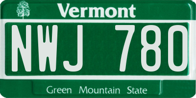 VT license plate NWJ780