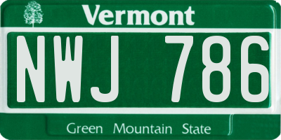 VT license plate NWJ786
