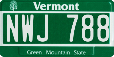 VT license plate NWJ788