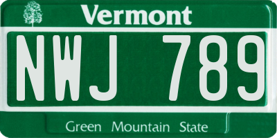 VT license plate NWJ789