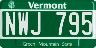 VT license plate NWJ795