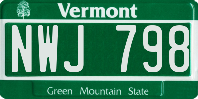 VT license plate NWJ798