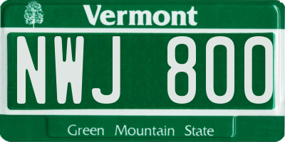 VT license plate NWJ800
