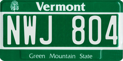 VT license plate NWJ804