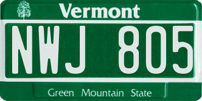 VT license plate NWJ805