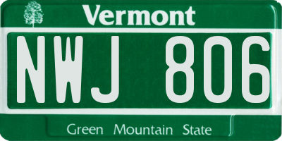 VT license plate NWJ806
