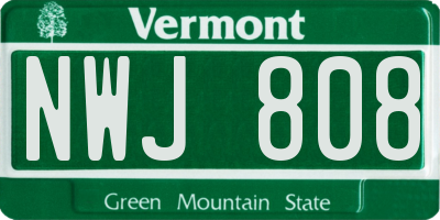 VT license plate NWJ808