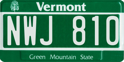 VT license plate NWJ810