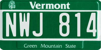 VT license plate NWJ814