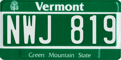 VT license plate NWJ819