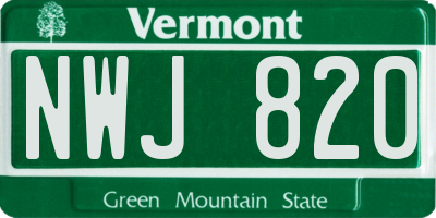VT license plate NWJ820