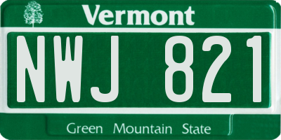 VT license plate NWJ821