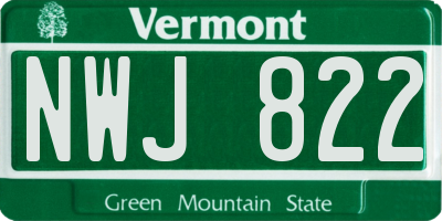 VT license plate NWJ822