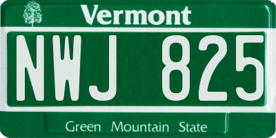 VT license plate NWJ825