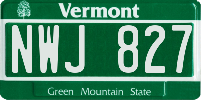 VT license plate NWJ827