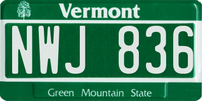 VT license plate NWJ836
