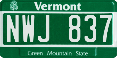 VT license plate NWJ837