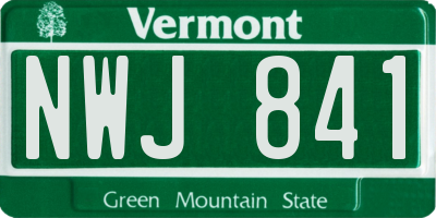 VT license plate NWJ841