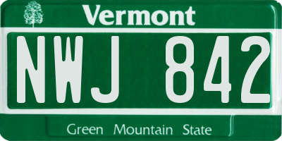VT license plate NWJ842