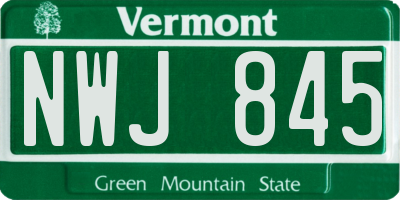 VT license plate NWJ845