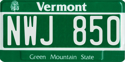 VT license plate NWJ850