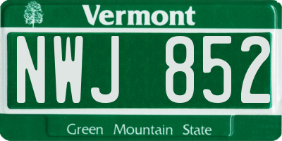 VT license plate NWJ852